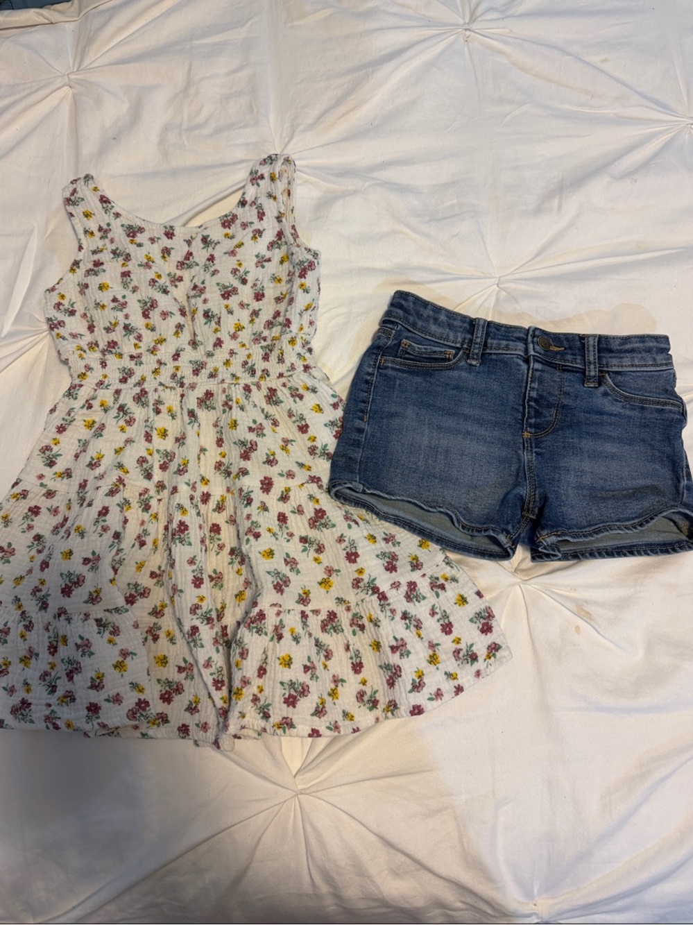 Girls floral dress and jean shorts